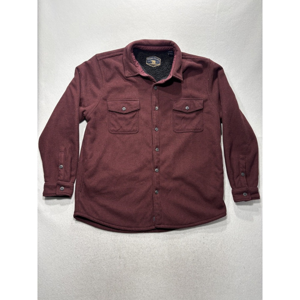 Freedom Foundry Mens XL Red Sherpa Lined Waffle Knit Shirt Jacket Thermal